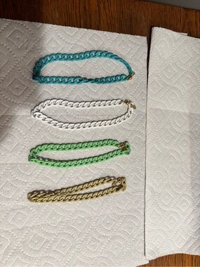 Colorful Chain Bracelet Set - Turquoise, White, Green, Gold